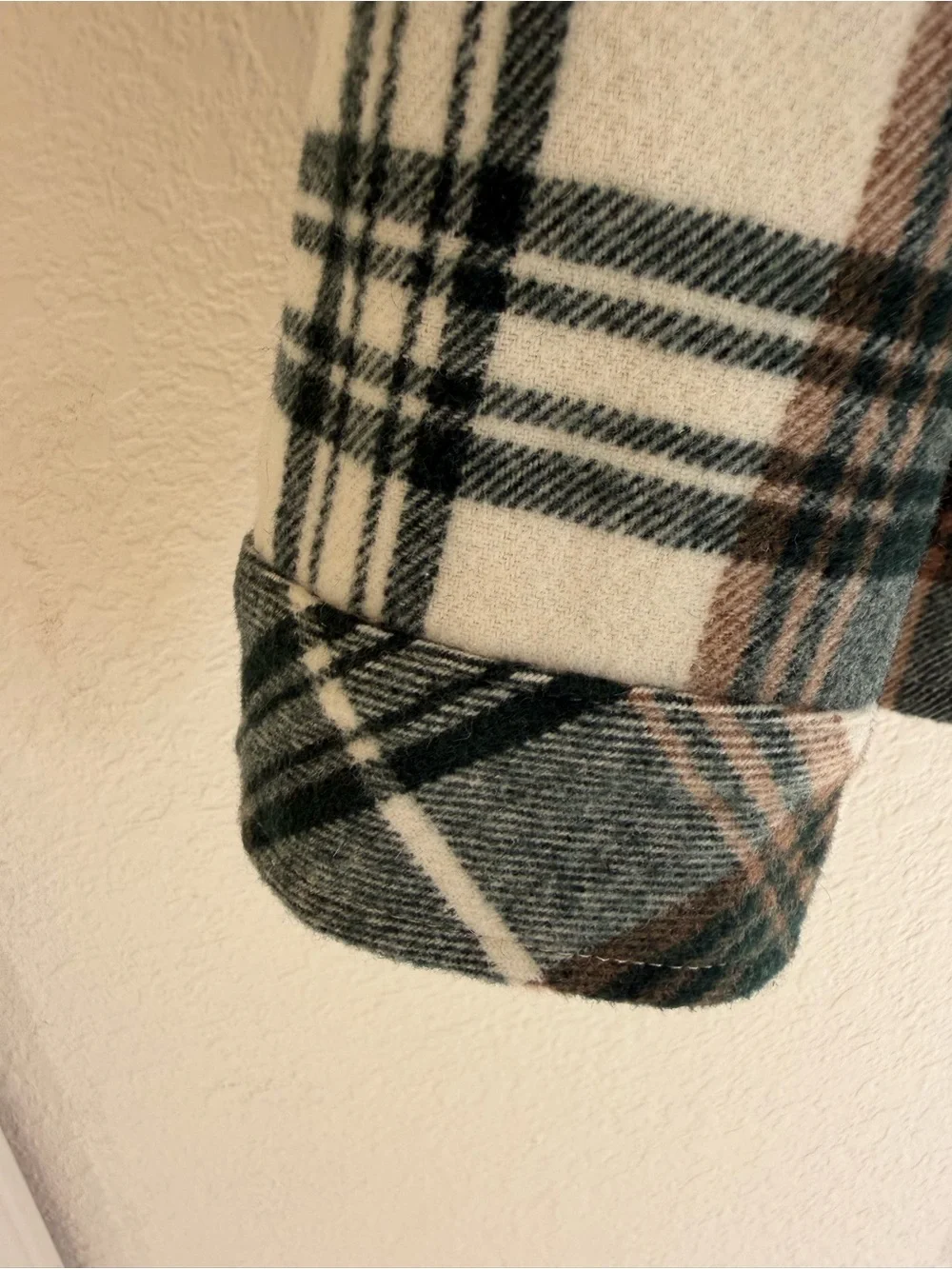 Frame Denim Plaid Sherpa-Lined Zip Jacket — Cream, Green & Black